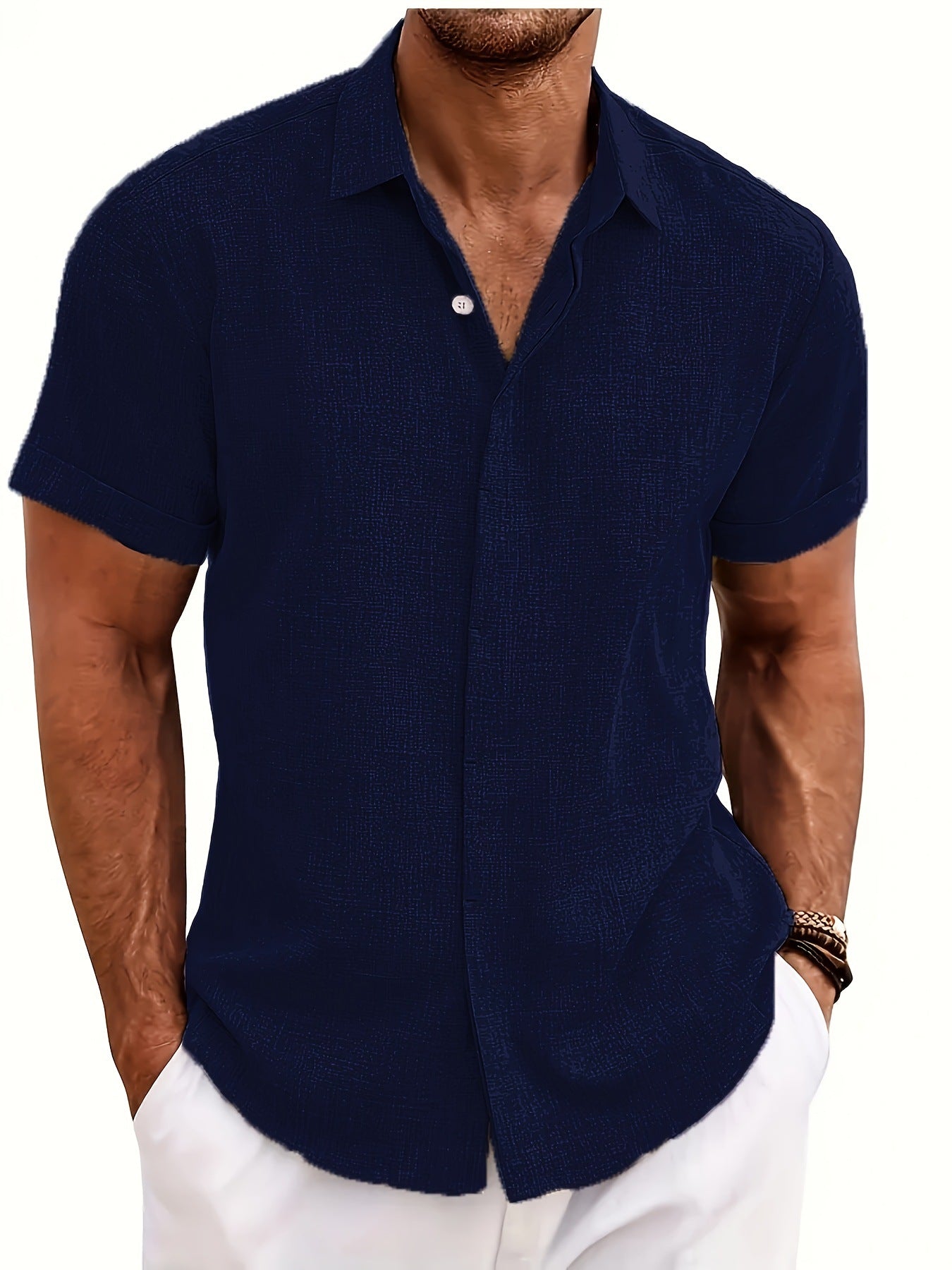 Street Wave Heidi Mode Linen Short Sleeve Shirt Tie Dye Lightweight Casual Comfort For Men