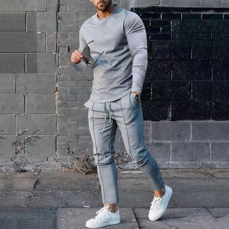Street-Wave Men's Sporty Long Sleeve Shirt and Chino Joggers Set for Active Men All Day Comfort