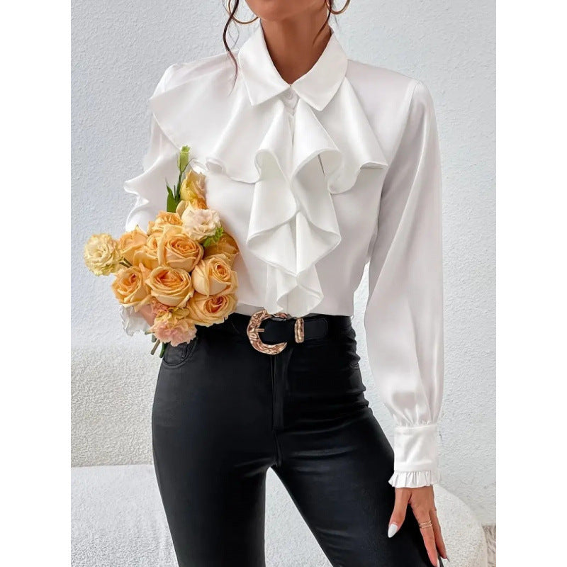 Street-wave Women's Ruffled Blouse With Elegant Sleeves For Effortless Chic Everyday