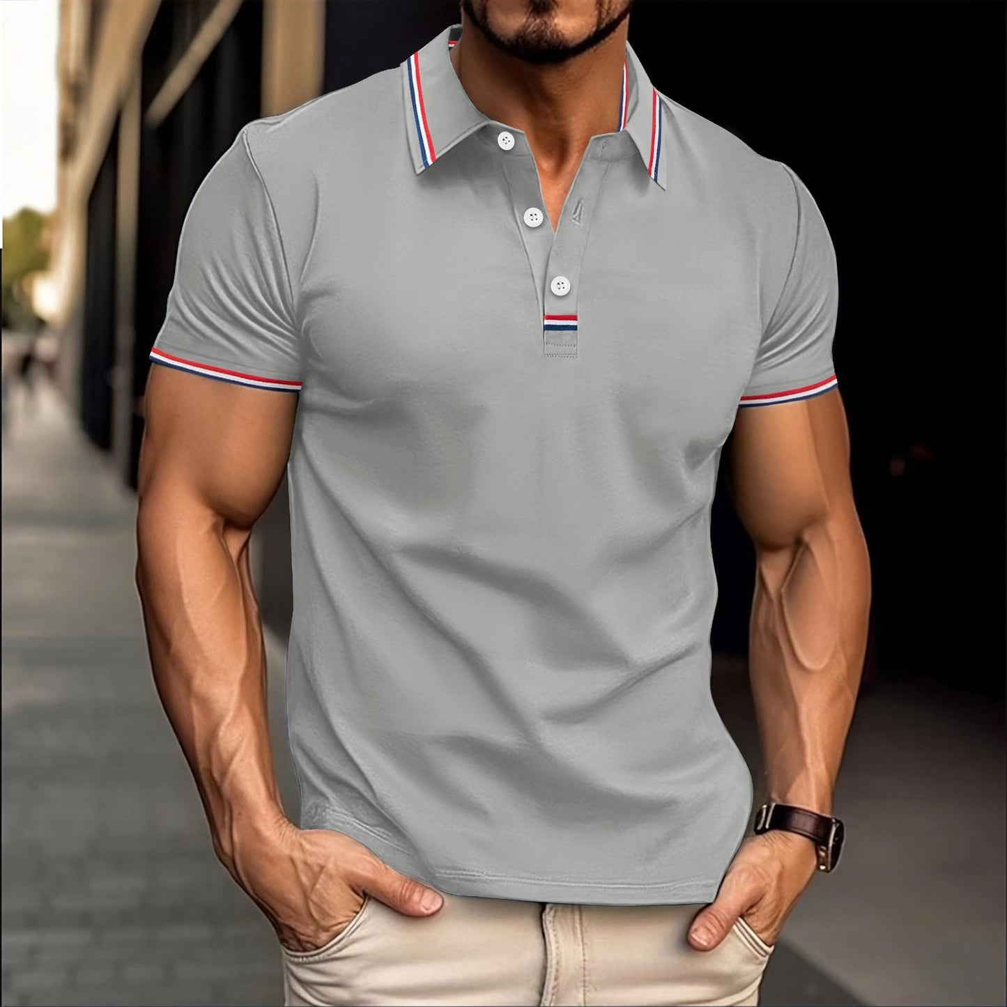 Street-Wave Men Slim Fit Polo Shirt Cotton Blend Comfort