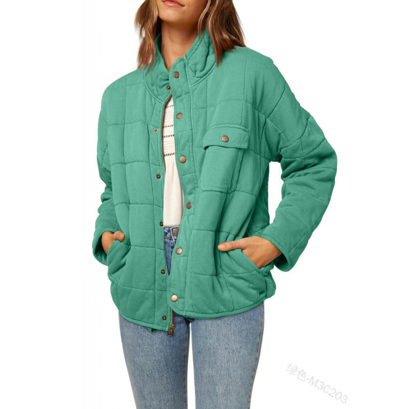 Womens Quilted Jacket Streetwave With Decorative Button Warm Cozy Outerwear For Everyday Comfort
