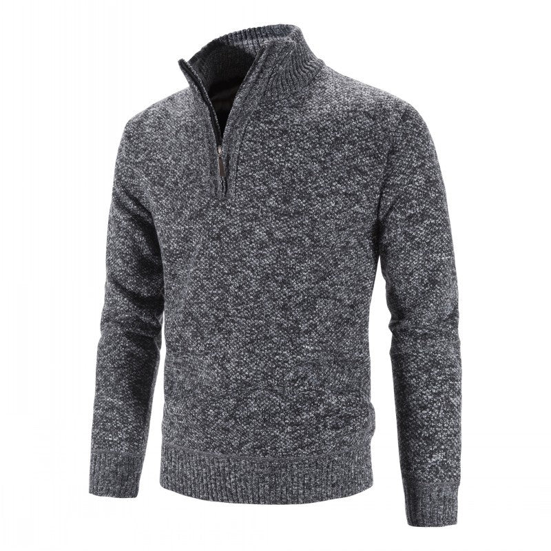 Men's Knit Sweater Half Zip With Textured Design Street Wave Cozy Winter Layer For Men