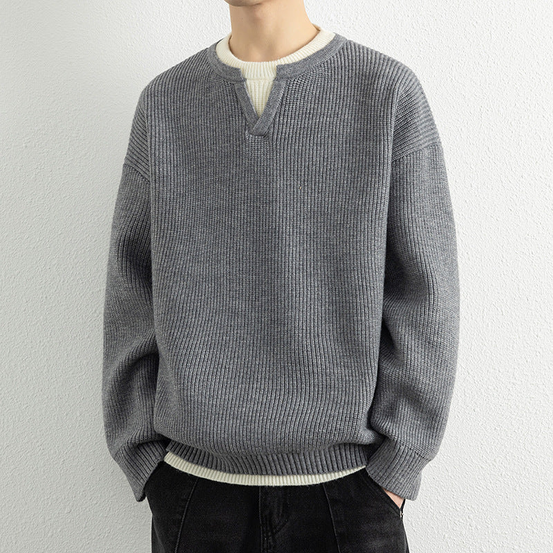 Street Wave Mens V Neck Knit Sweater With Textured Structure And Breathable Comfort For Casual Everyday Wear