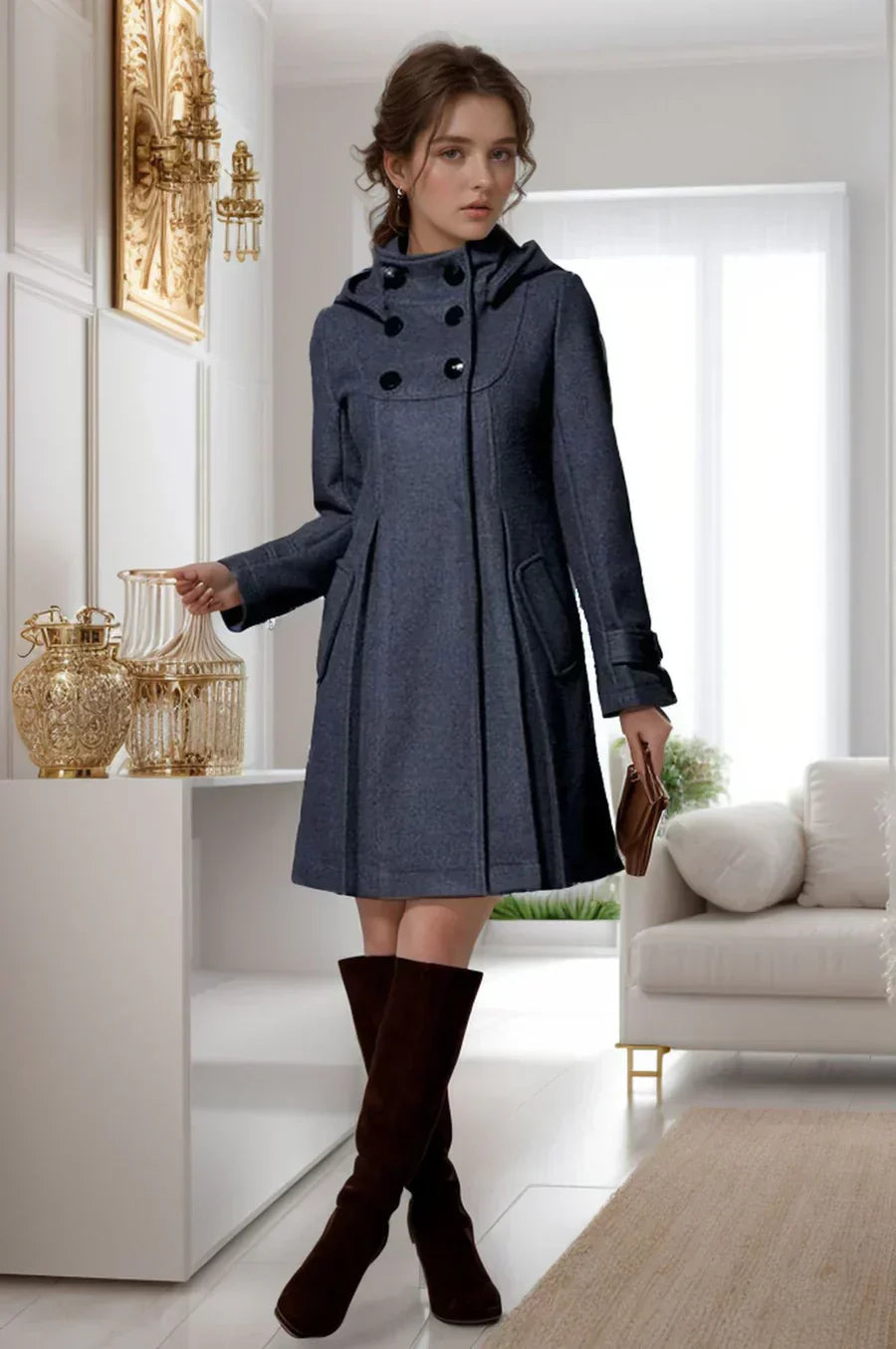 Elegant Coat Streetwave Women Timeless Double Breasted Formal Outerwear For Evening Wear