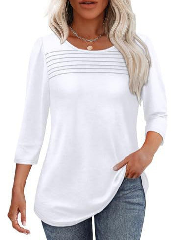 Street-wave Women Elegant Ruched Top Soft Knit Fit Versatile Day To Night For Work