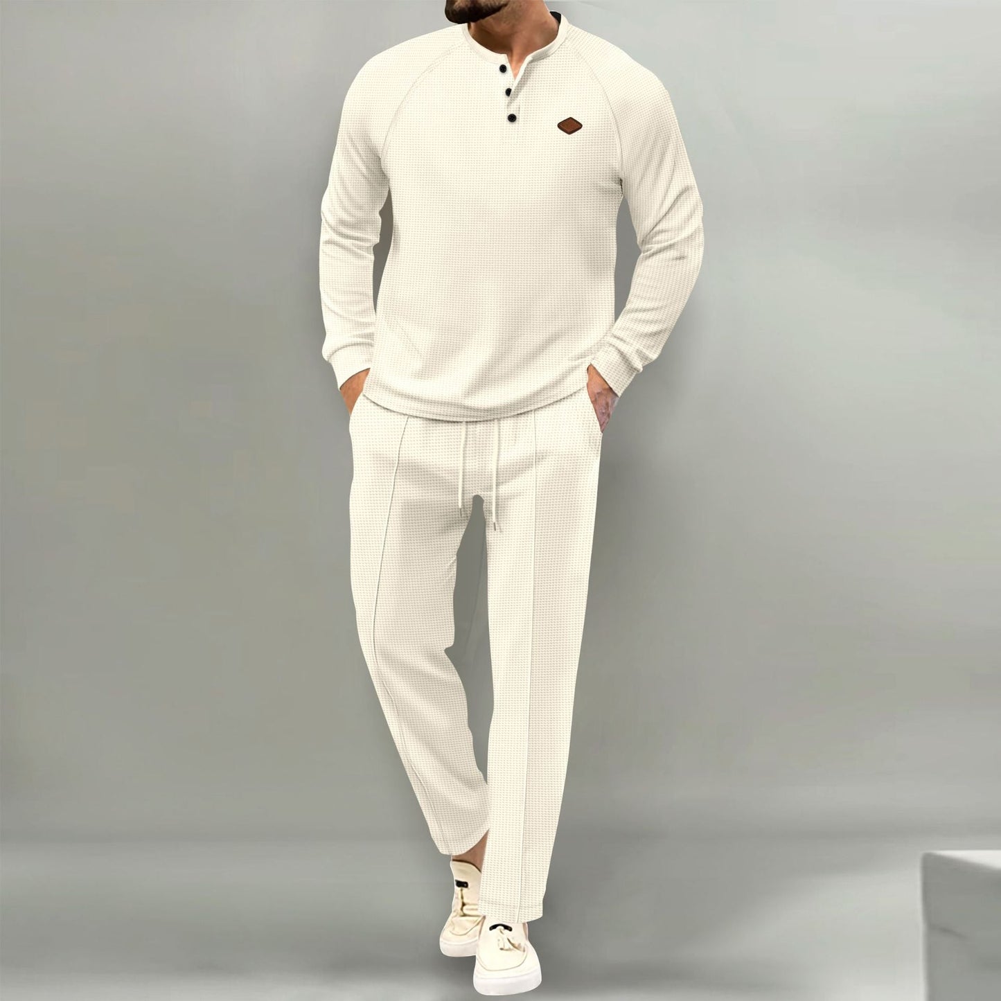 Street-Wave Mens Premium Lounge Set With Button Placket Top And Elegant Pocket Pants