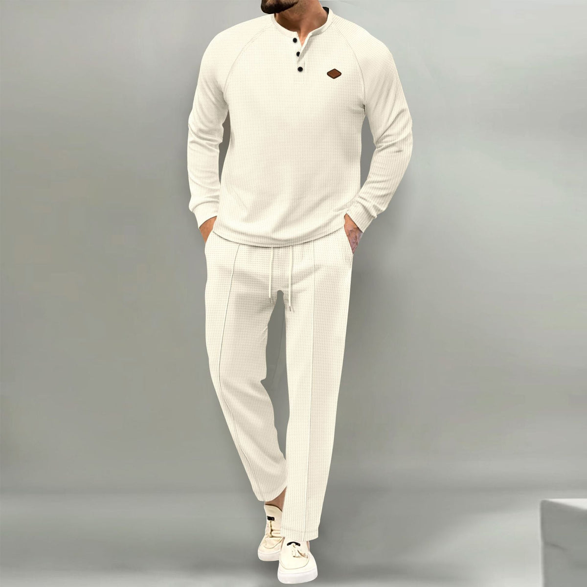 Street-Wave Mens Premium Lounge Set With Button Placket Top And Elegant Pocket Pants