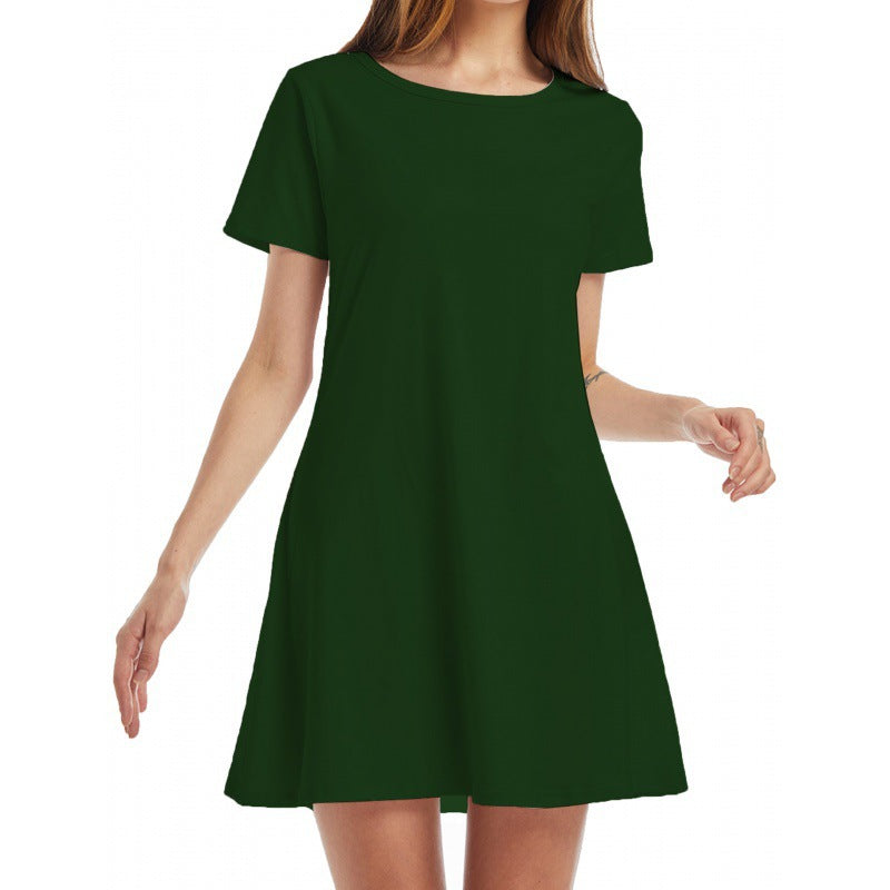 Women Loose Fit Casual Pink Dress With Round Neck Short Sleeves Streetwave Comfort For Everyday Wear