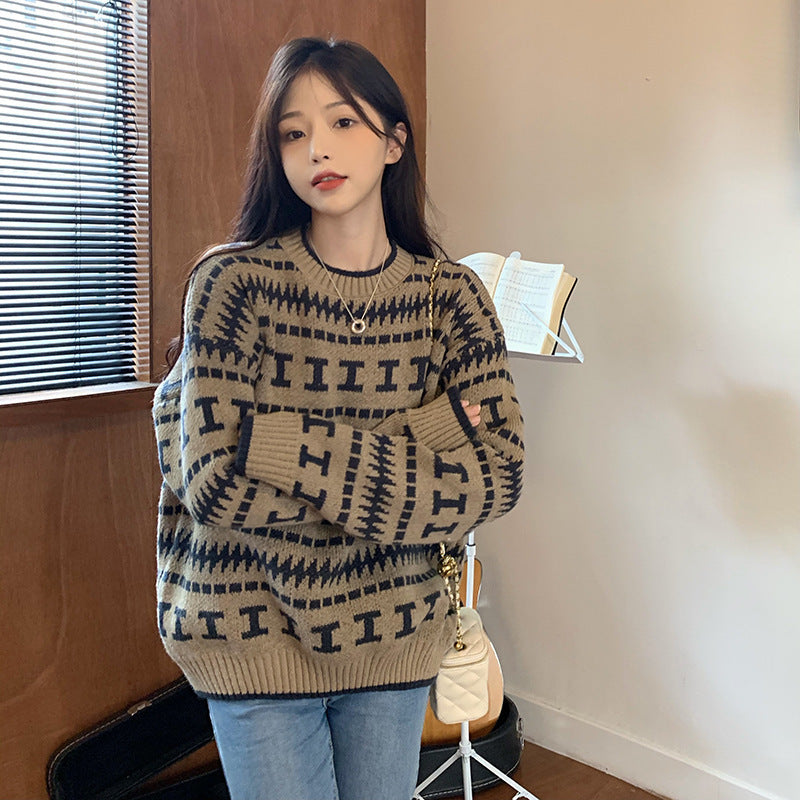 Damen Strickpullover mit modernem geometrischem Muster Street-wave - Street-wave