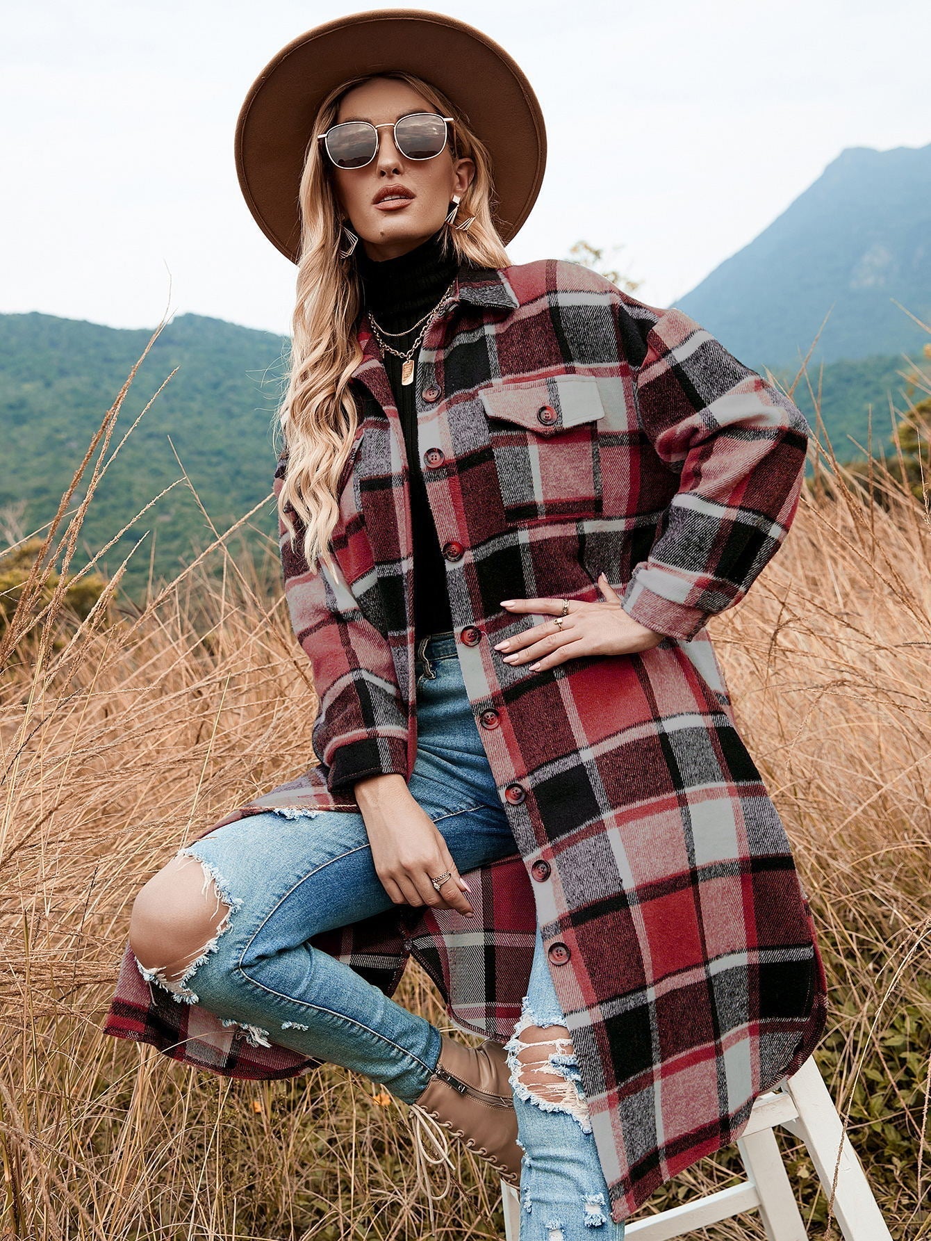 Street Wave Plaid Flannel Shirt Dress For Women, Soft Cozy Warm Fabric, Fall Ready Comfort