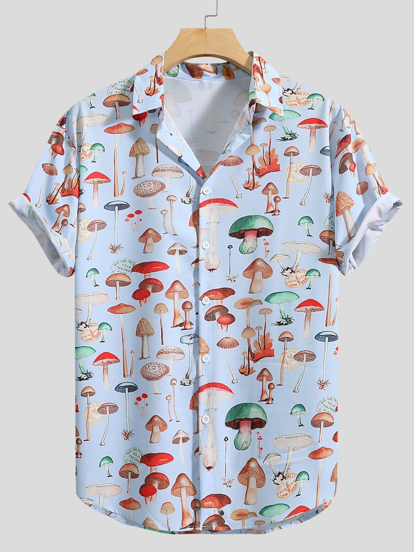 Streetwave Mushroom Print Shirt For Men Breathable Cotton Blend Comfortable Fit Casual Style