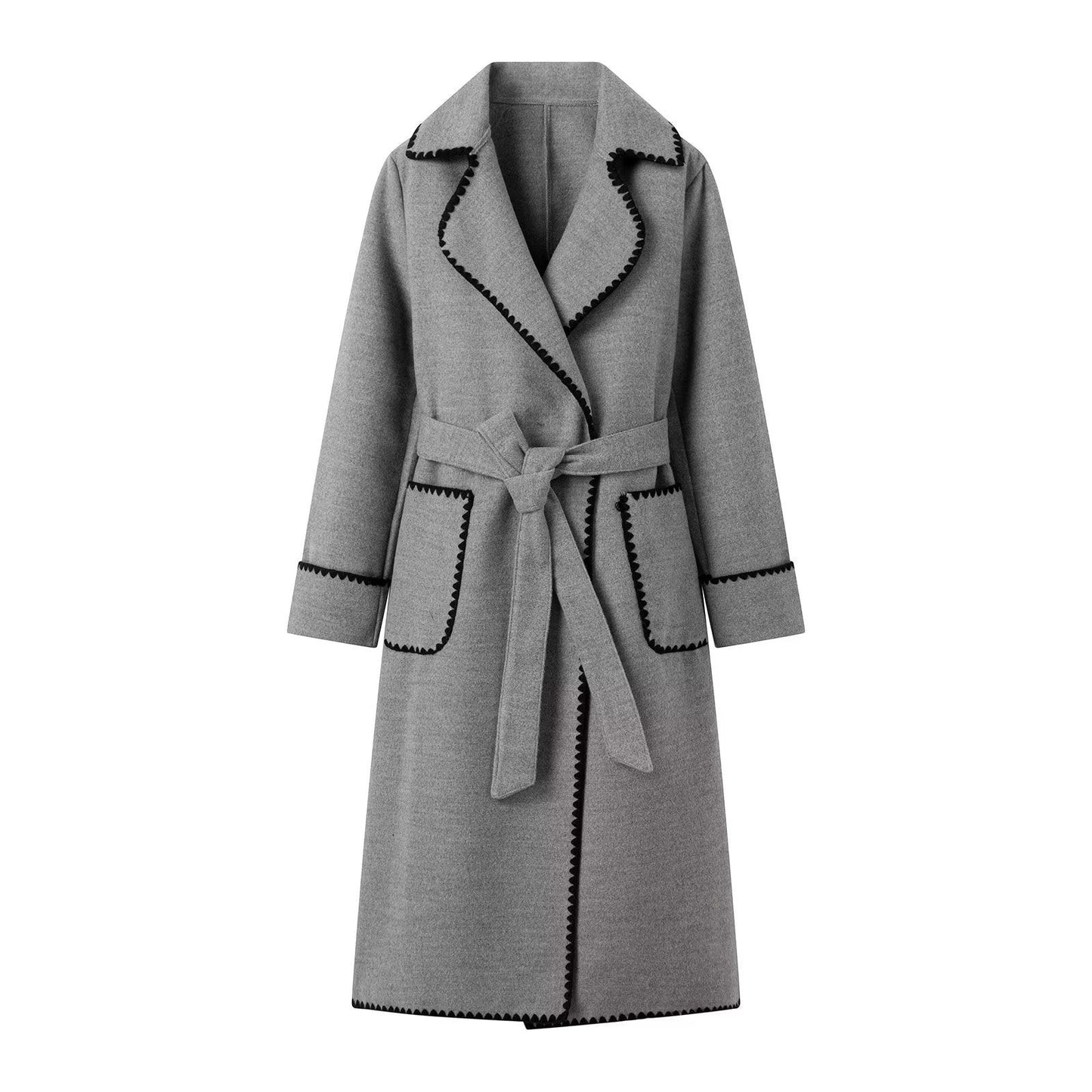 Elegant Transitional Coat For Women By Streetwave With Decorative Belt And Premium Pockets