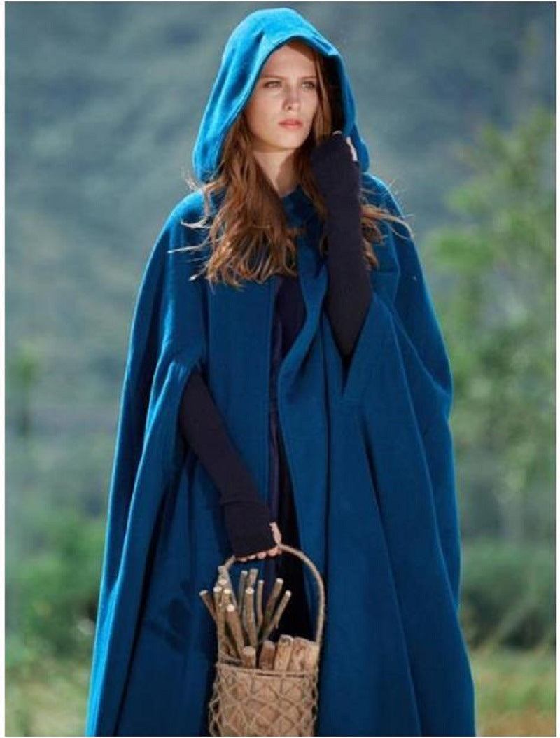 Street Wave Women Wrap Poncho With Hood And Side Pockets Cozy Versatile Winter Cape