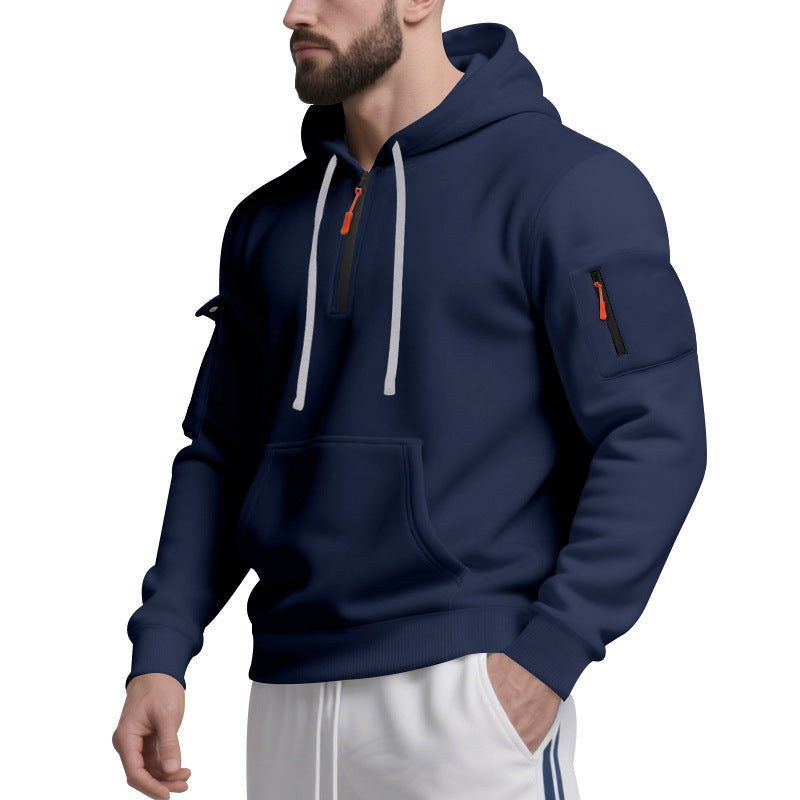 Street-Wave Men Zip Hoodie With Breathable Fabric Front Zip Side Pockets For Active Comfort All Day
