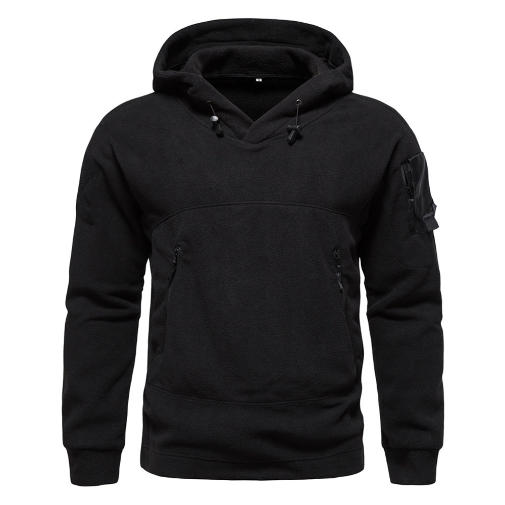 Street Wave Men's Modern Fleece Hoodie With Strategic Zip Pockets For Active Lifestyles