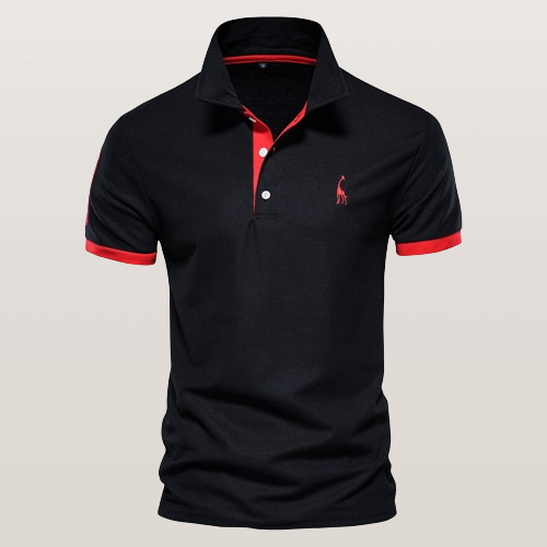 Bonafita Adel Mens Polo Shirt StreetWave Navy With Orange Trim Premium Cotton Elegant Comfort