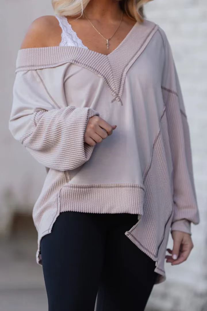 Street-wave V-Neck Pullover For Women Casual Short Sleeve Flattering Fit Soft Comfort Everyday Wear