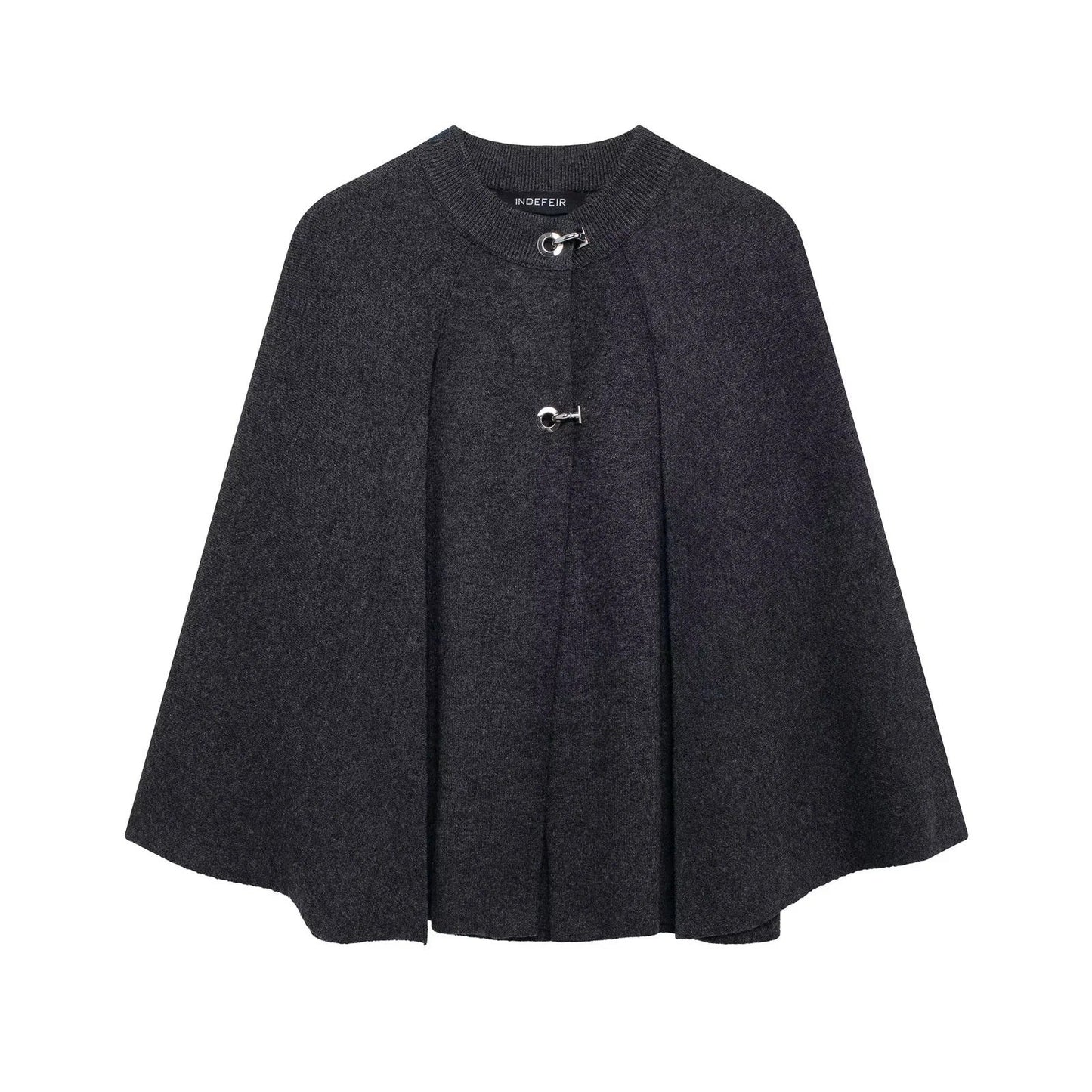 Street-Wave Womens Cape Coat With Elegant Stand Collar And Decorative Buttons Chic Design For Modern Women