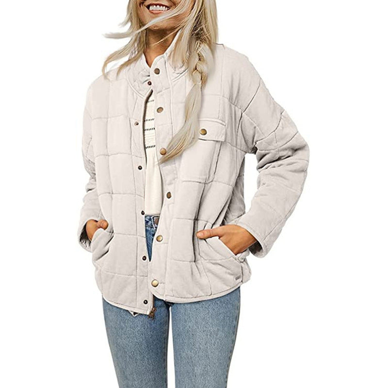 Womens Quilted Jacket Streetwave With Decorative Button Warm Cozy Outerwear For Everyday Comfort