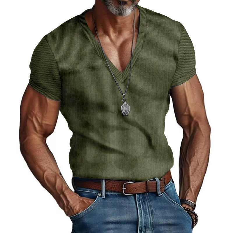 Street-Wave Men V-Neck Short Sleeve T Shirt Breathable Comfort For Everyday Style And Premium Fit