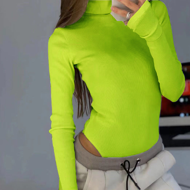Street Wave Women's High Neck Long Sleeve Top With Cut-Out Details For Modern Everyday