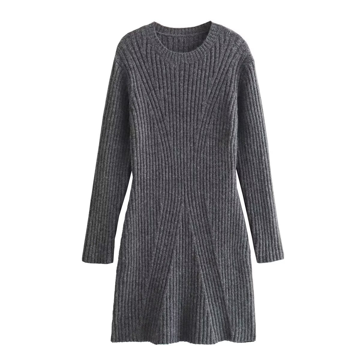 Street Wave Womens Knit Dress With Modern Rib Design Elegant Versatile Office To Weekend Wear