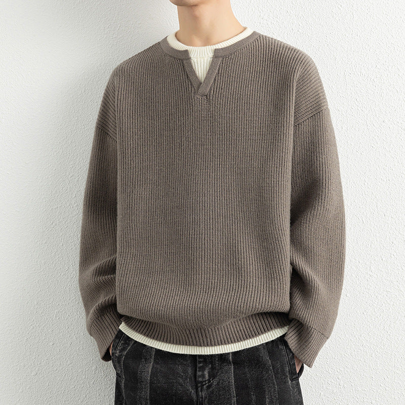 Street Wave Mens V Neck Knit Sweater With Textured Structure And Breathable Comfort For Casual Everyday Wear