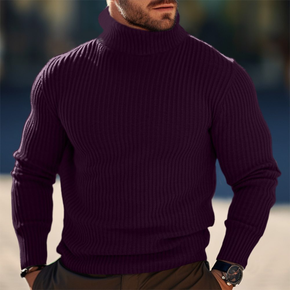 Streetwave Stand Collar Sweater For Men In Structured Knit Warm Modern Winter Top
