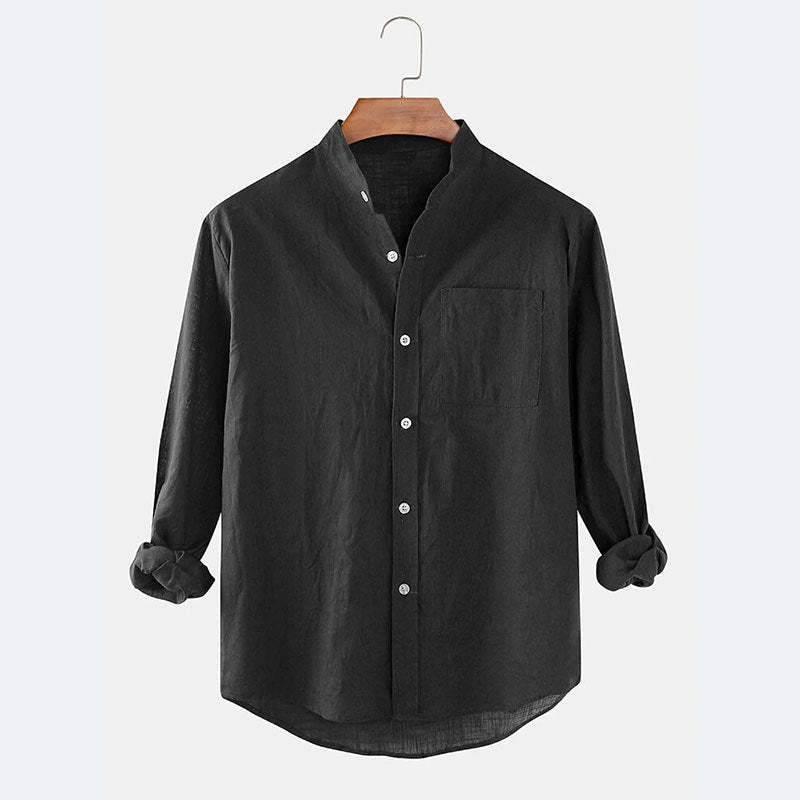 Street Wave Men's Lightweight Linen Long Sleeve Shirt With Breathable Comfort For Casual Summer Wear