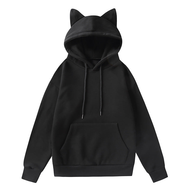 Street-wave Cat Ear Hoodie For Women With Soft Fleece Lining Cozy Warmth And Casual Style