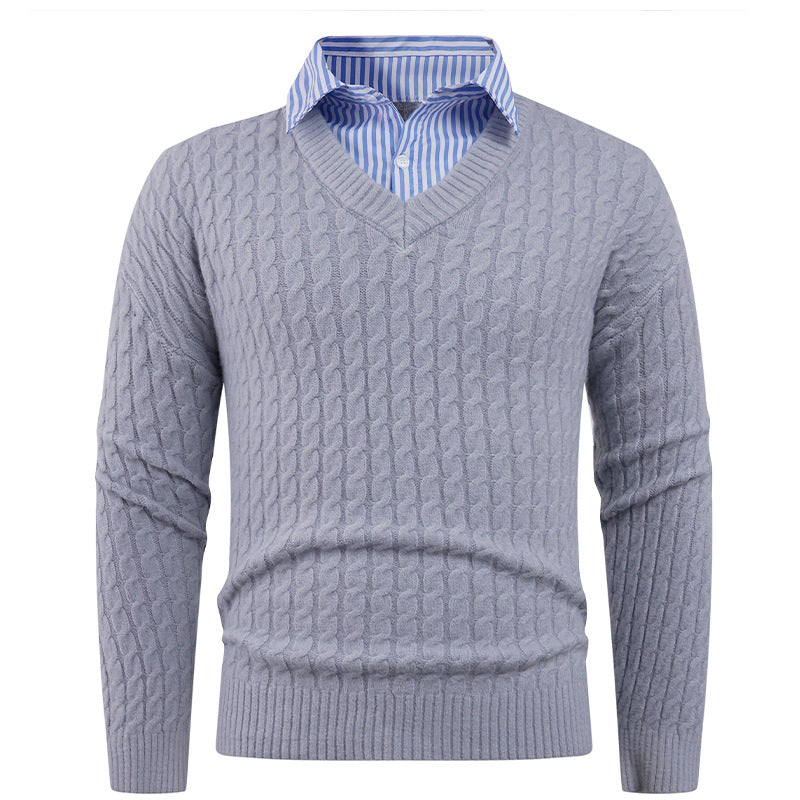 Street-wave Men's Cable Knit V Neck Sweater Soft Cotton Versatile Classic Premium Comfort For Everyday Wear
