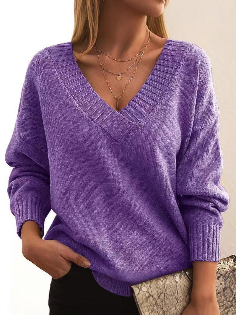 Street-Wave Avery V-Neck Sweater For Women Cozy Soft Knit Relaxed Fit