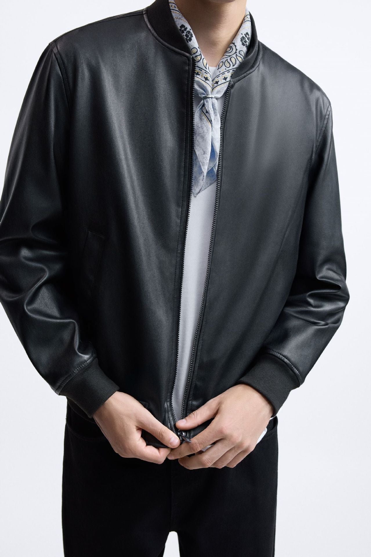 Mens Faux Leather Biker Jacket Streetwave With Practical Pockets For Style Conscious Men