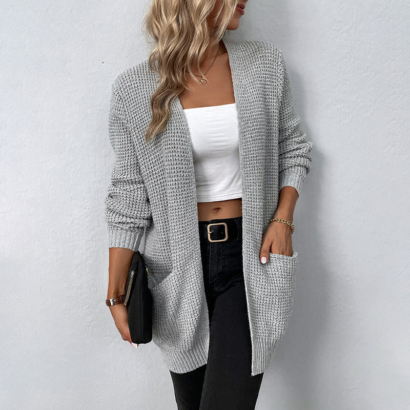 Street Wave Women Cozy Knit Cardigan With Deep Pockets Open Front Soft Loose Fit