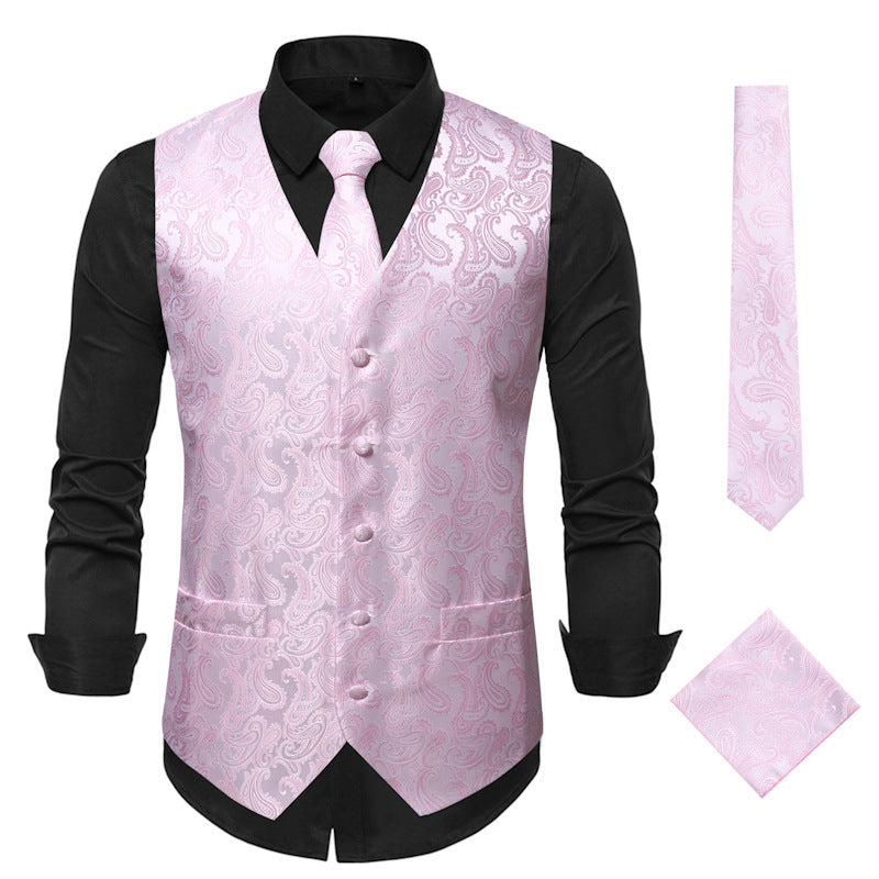 Streetwave Paisley Waistcoat For Men With Matching Tie And Pocket Square Elegant Formal Vest