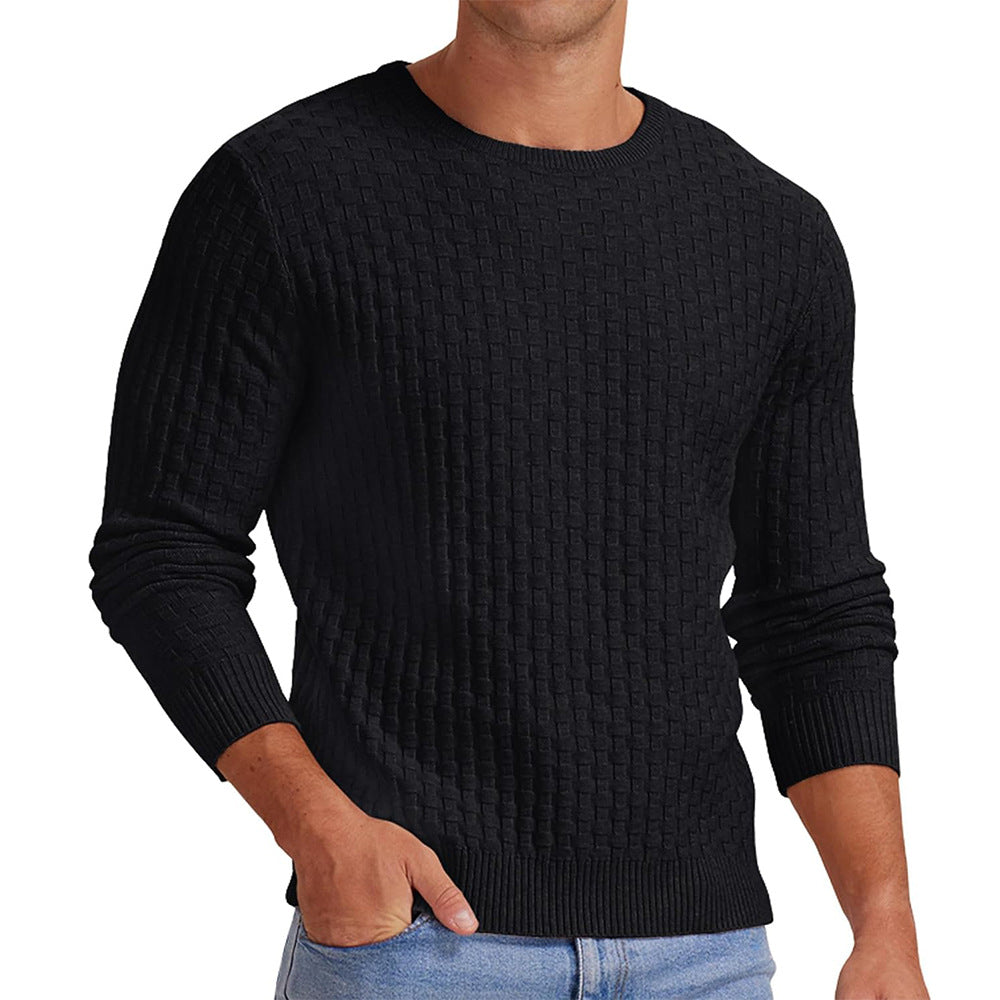 Streetwave Men Textured Crew Neck Sweatshirt Structured Knit For Modern Comfort Everyday