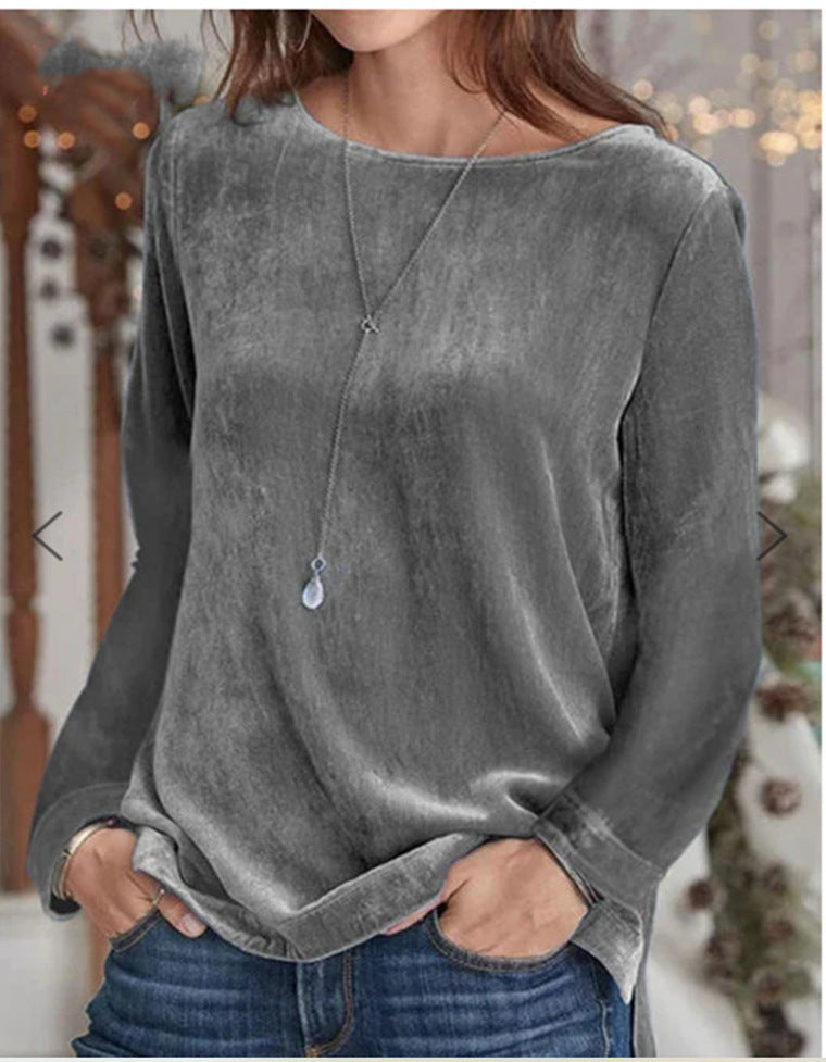 Street-wave Womens Soft Fleece Long Sleeve Blouse With Round Neck Cozy Comfort Fit