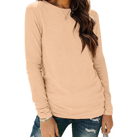Street-Wave Women Long Sleeve Shirt With Decorative Ruching Casual Everyday Top Chic