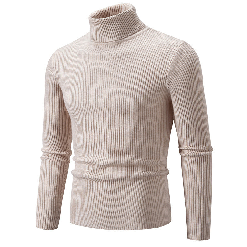 Street-Wave Men's Fine Ribbed Turtleneck Sweater Durable Knit for Warmth on Cool Days