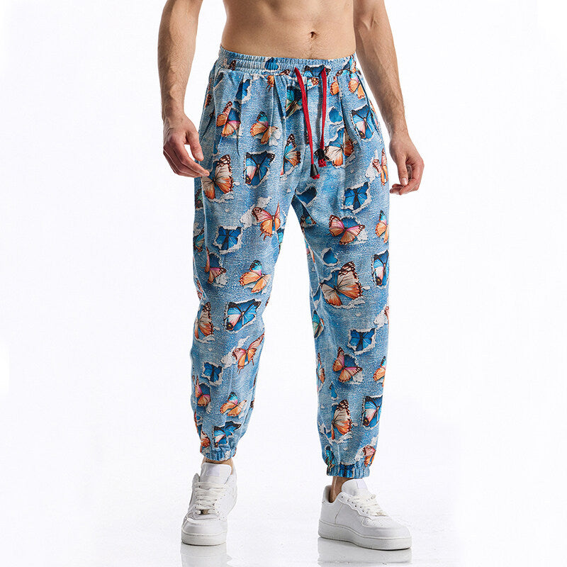 Street-Wave Men's Casual Lounge Pants With Elastic Drawstring Waist And Stylish Pattern