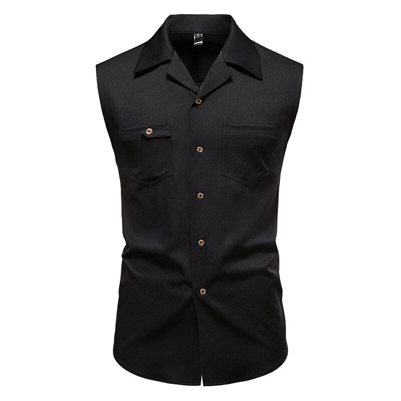 Mens Sleeveless Business Shirt Breathable All Day Comfort Street-Wave For Office Professionals