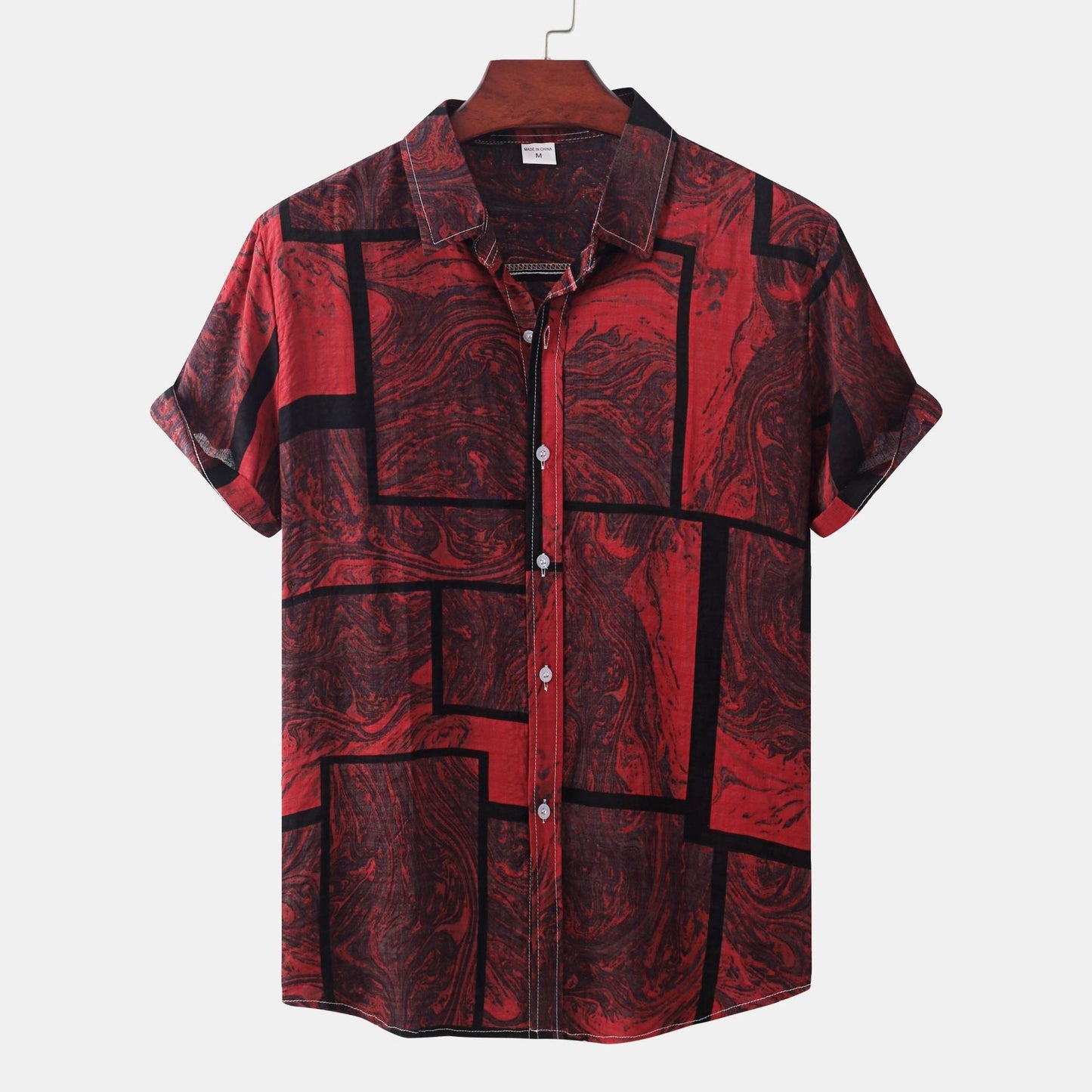 Mens Short Sleeve Marble Pattern Shirt Streetwave Breathable Lightweight Summer Wear For Men