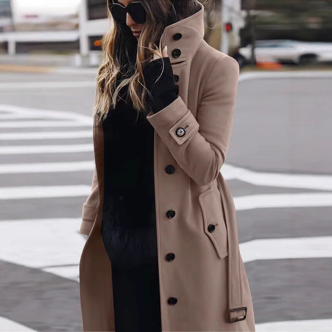 Street-wave Women's Elegant Long Wool Coat With Supreme Warmth Wind Protection And Modern Sophistication