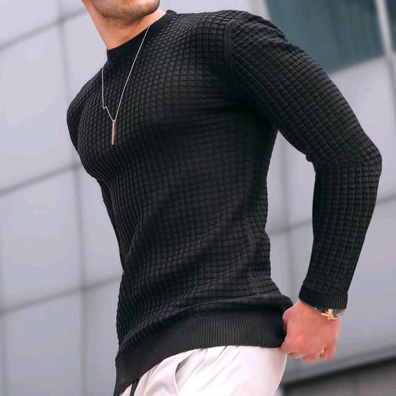 Street-Wave Mens Elegant Textured Knit Sweater With Structured Surface For Modern Men