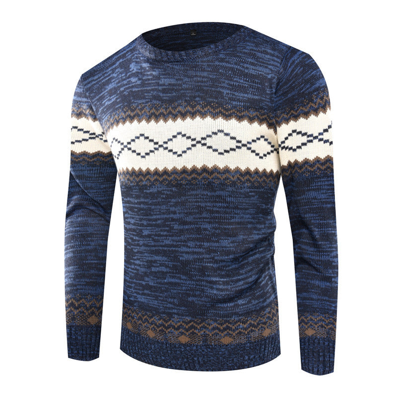 Street-wave Mens Knit Sweater With Modern Geometric Pattern Cozy Warmth For Men Everyday