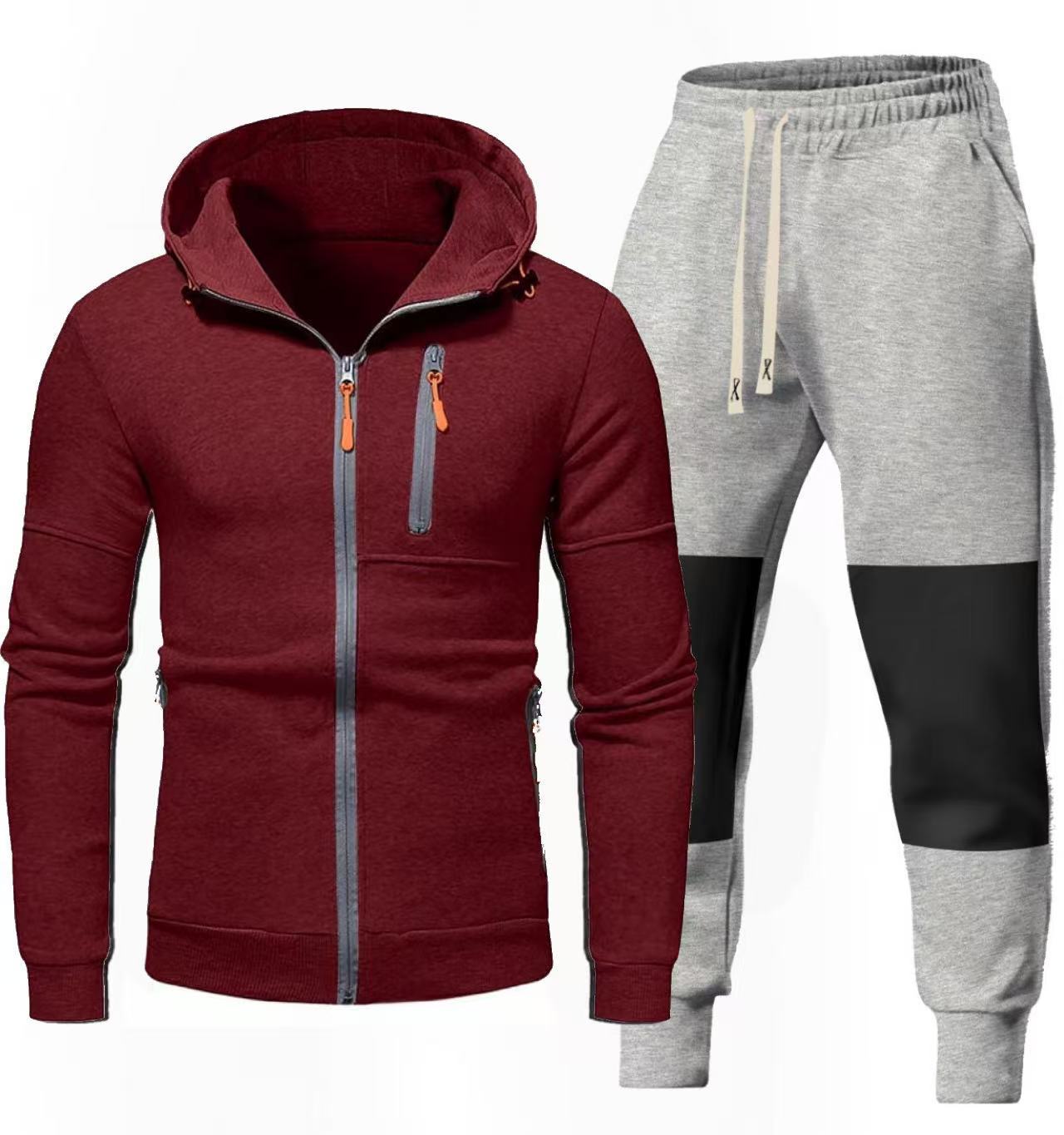Street Wave Men Sport Hoodie And Jogger Set With Functional Zip Pockets For Active Comfort