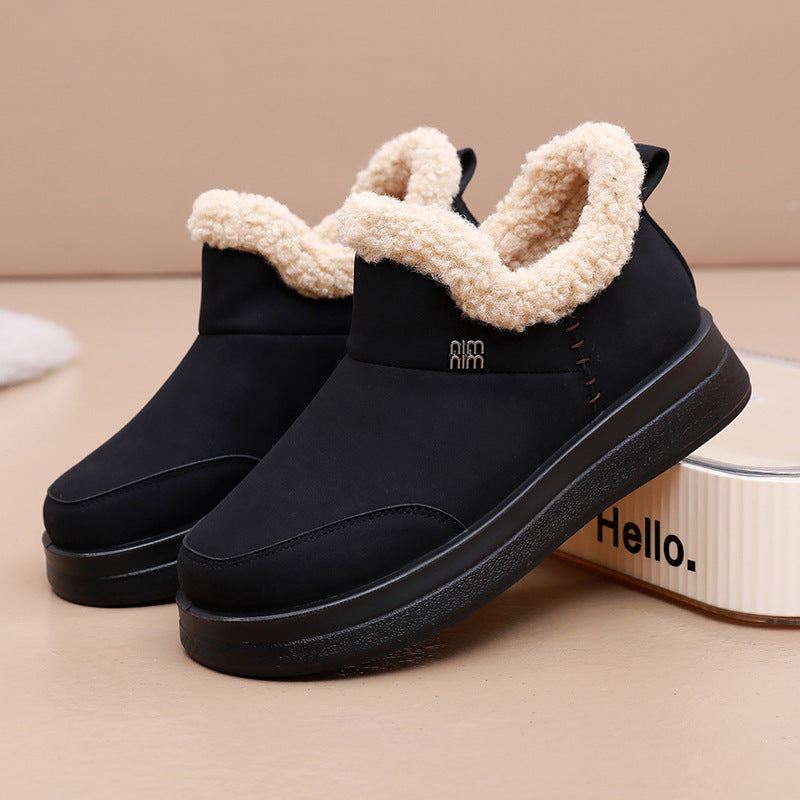 Street Wave Women Shearling Lined Winter Boots Warm Comfort Plush Fur Lining Cozy Insulated Slip On
