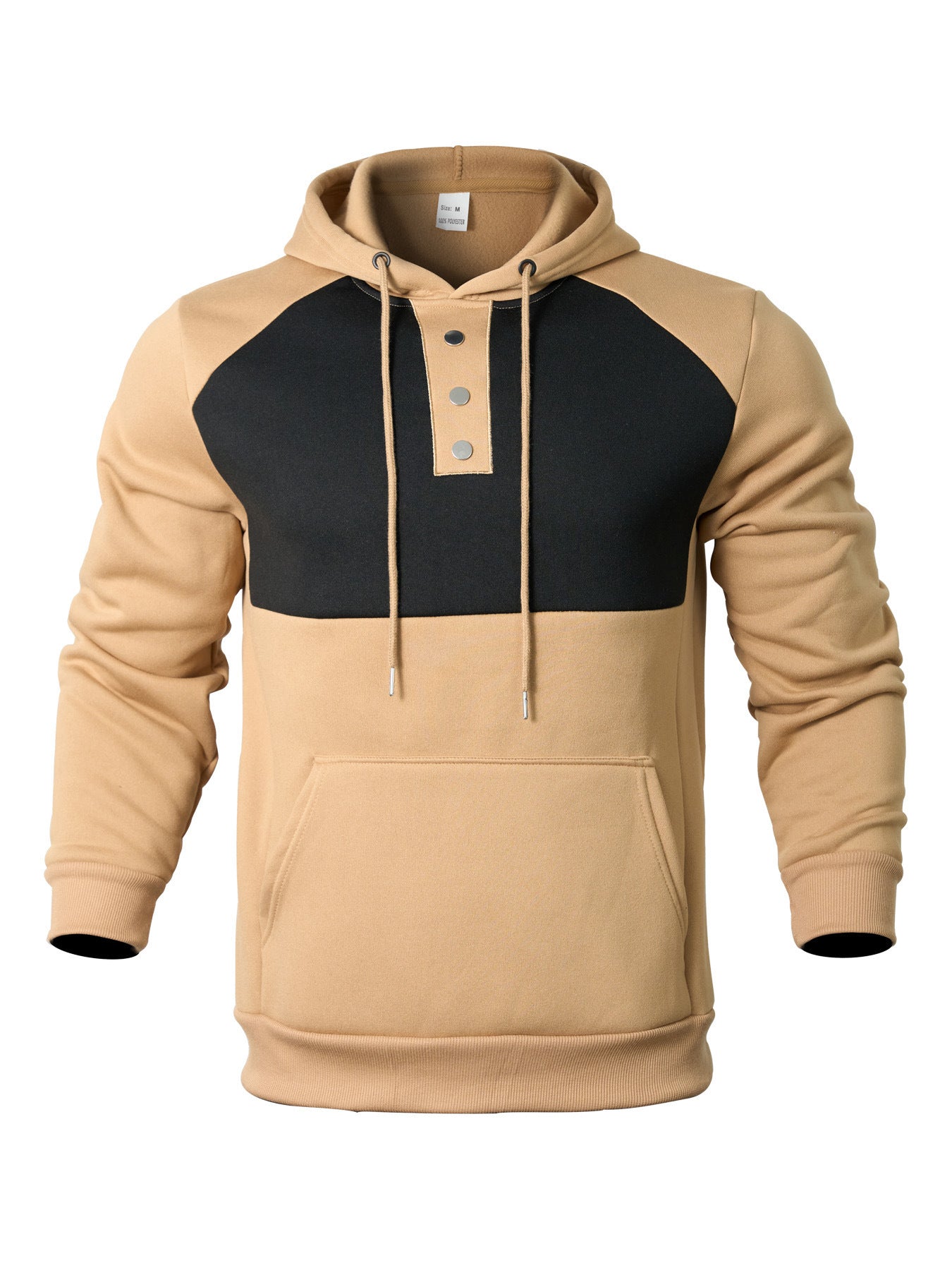 Street Wave Mens Button Front Hoodie With Contrast Panels For Everyday Comfort And Style