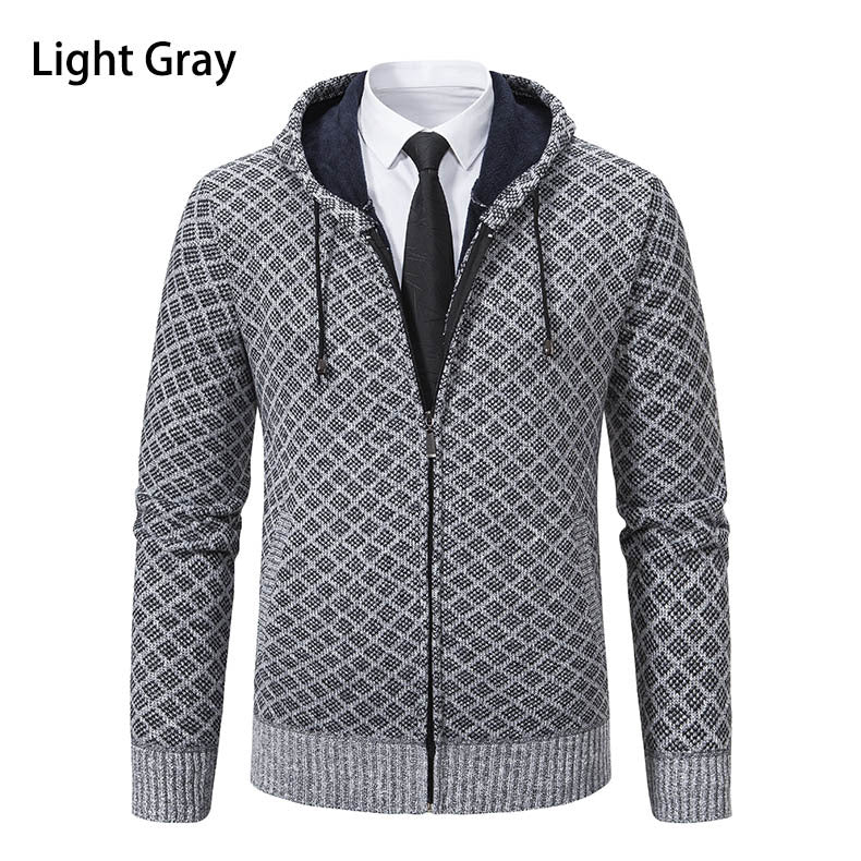 Street Wave Mens Patterned Zip Hoodie Sweatshirt With Hood Breathable Cotton Blend For Smart Casual