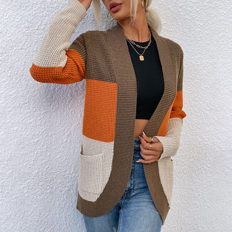 Streetwave Womens Knit Cardigan Colorblock Cozy Soft Knit For Stylish Women Everyday Wardrobe Essential
